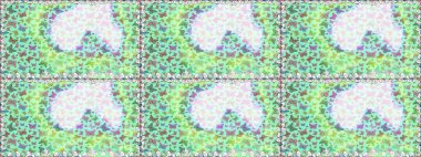 Tekrarlanan karalamalar. Mistik, semboller. Kusursuz renksiz desen. Tarafsız ve yeşil bir arkaplanda el çizimi.