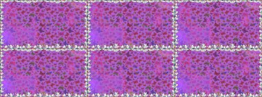 Raster illüstrasyonu. Menekşe ve mor arka planda güzel renkli kelebeklerin Raster vintage el çizimi. Moda sevimli kumaş tasarımı.