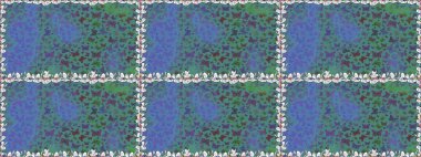 Raster illüstrasyonu. Kusursuz. Kart, baskı ve davetiye için basit kadınsı bir model. Mavi ve yeşil arka planda renkli kelebek koleksiyonu. Kağıt, kumaş ve ambalaj için uygun.