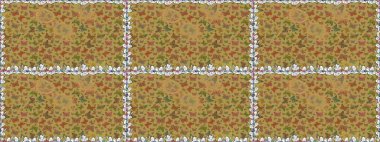 Sarı ve kahverengi arka planda kelebek deseni var. Raster illüstrasyonu. Kumaş, Tekstil, Yazdırma ve Davetiye için arkaplan.