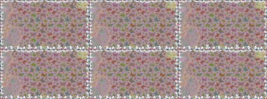 Tarafsız ve bej arka planda renkli kelebekler. Renkli folklorlu, kelebekli kusursuz desen. Paketleme, kağıt, kumaş için uygun.