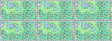 Raster illüstrasyonu. Kağıt, kumaş ve ambalaj için uygun. Kart, baskı ve davetiye için basit kadınsı bir model. Mavi ve yeşil arka planda renkli kelebek koleksiyonu. Kusursuz..