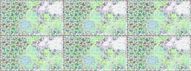 Raster illüstrasyonu. Yazdırmayı tekrarla. Tarafsız ve yeşil suluboya kelebeklerinde şeffaf deniz mavisi deseni. Sonsuz.