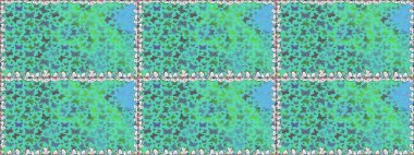 Kıyafetler, erkekler, kızlar ve duvar kağıtları için soyut, pürüzsüz desen. Kelebekli Raster. Raster. Yeşil ve mavi renkli illüstrasyon.