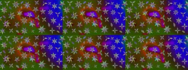 Raster suluboya çiçek deseni, narin çiçekler, yeşil çiçekler, tebrik kartı şablonu. Güzel kumaş deseni.