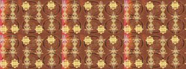 Raster deseni. Kahverengi, sarı ve bej renklerde bahar çiçekleri. Raster illüstrasyonu. Patlayan çiçekler soyut yerleştirilmiş.