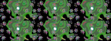 Yeşil, siyah ve mavi renklerde şirin kar taneleri. Kışın sembolü, mutlu noeller, mutlu yeni yıl kutlaması Raster illüstrasyonu. Soyut duvar kâğıdı, ambalaj dekorasyonu. Kar tanesi kadar basit..