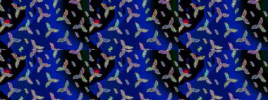 Raster Noel soyut renkli arka plan ve tatlı kar tanesi. Farklı kar taneleri toplayıcısı, mavi, siyah ve yeşil renklerde kış elementleri..