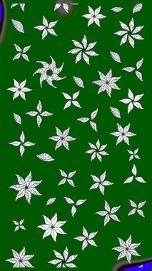 Raster illüstrasyonu. Çiçek arkaplan. Renkli çizim kalıbı. Çiçek duvar kâğıdı. Yeşil renklerde şirin tekstil.