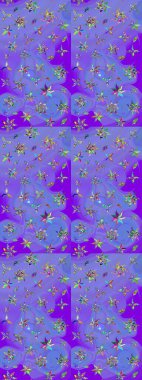 Düz Çiçek Elementleri Tasarımı. Mor renkli çiçekler. Çiçekli çizim şekli. Renkli Bahar Teması çizim şablonu.