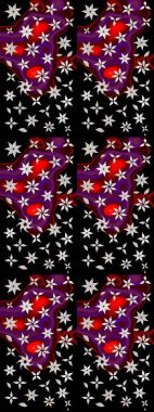 Raster illüstrasyonu. Siyah renkli siyah papatya deseni. Siyah renklerde.