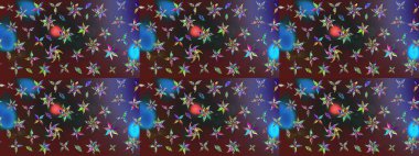 Raster Güzel kumaş deseni. Raster suluboya çiçek deseni, narin çiçekler, mor çiçekler, tebrik kartı şablonu..