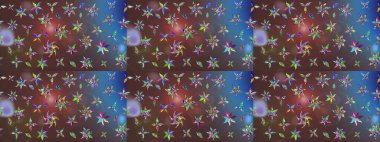 Raster - stok. Eskiz arkaplan modeli. Yapraklı çiçekler ve kahverengi renkli papatya çiçekleri..