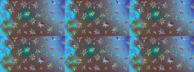 Düz Çiçek Elementleri Tasarımı. Renkli Bahar Teması eskiz kalıbı. Parlak arkaplan eskiz desenli çiçekli fantezi tasarımı.