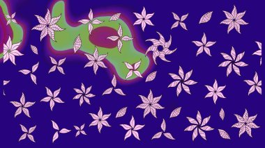 Çizim çiçek deseni duvar kâğıdı olarak kullanılabilir. Raster illüstrasyonu. Mavi renkte çiçekler.