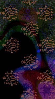 Tropik çiçek desenleri. Siyah renkli çiçekler. Raster illüstrasyonu.