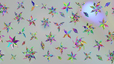 El çizimi çiçekli soyut çizim kalıbı. Gri renkli çiçekler. Raster illüstrasyonu.