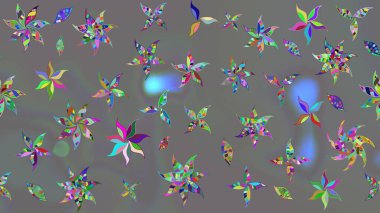 Parlak renkli çiçekleri ve gri renkli yaprakları olan harika bir çiçek deseni. Modern çiçek arkaplanı. Moda baskıları için zarif bir şablon. Halk stili.