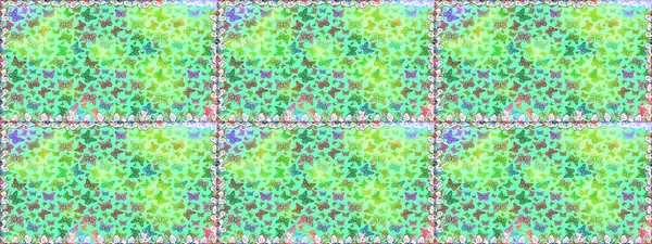 Çizim, karalama, karalama. Tekrarlanan kelebekler. Elle çizilmiş sevimli, kızsı, pürüzsüz bir şekil. Raster illüstrasyonu. Sonsuz.