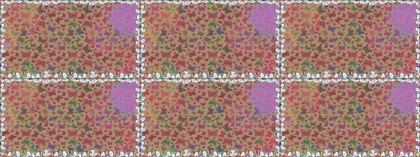 Kusursuz. Kelebek deseni. Raster. Kumaş, tekstil, baskı ve davetiye örnekleri. Bej ve nötr arkaplan üzerine resim.