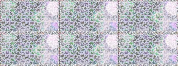 Raster illüstrasyonu. Kusursuz desen. Web sayfası geçmişleri, duvar kağıtları, tekstil ve yüzey dokuları için mükemmel. Raster. Tarafsız ve gri arkaplandaki suluboya kelebeklerin.