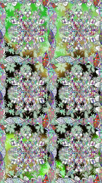 Güzel, pürüzsüz bir desen. Renkli Yaz Temalı Kusursuz Arkaplan. Güzel kumaş deseni. Yazdır. Raster çiçekli arka plan. Düz Çiçek Elementleri Tasarımı.