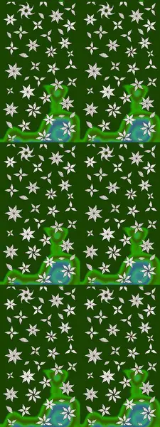 Yeşil renkte şirin çiçekler. Raster illüstrasyonu. Moda baskısı, albüm, ambalaj kağıdı ve duvar kağıdı için zarif dekoratif süslemeler. Küçük çiçekli basit bir çiçek çizimi..