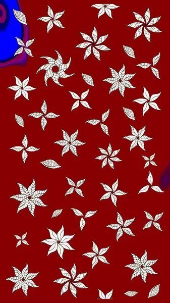 Raster illüstrasyonu. Çiçekli çiçek deseni, suluboya. Renkli Bahar Teması eskiz kalıbı. Düz Çiçek Elementleri Tasarımı. Kırmızı renkte çiçekler.