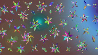 Renkli Yaz Temalı eskiz kalıbı. Kahverengi renkli çiçekler. Düz Çiçek Elementleri Tasarımı. Raster illüstrasyonunda çiçek deseni çizimi.