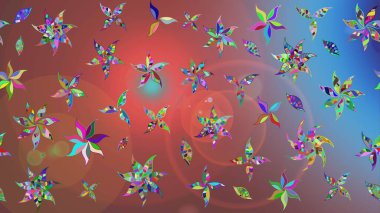 Düz Çiçek Elementleri Tasarımı. Chichi 'nin kumaş kalıbını çiz. Raster illüstrasyonu. Çiçek deseni. Renkli Bahar Teması çizim şablonu.