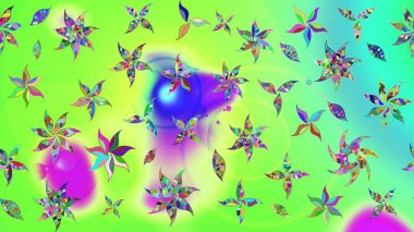 Yumuşak, yaz çiçekli arka plan. Yeşil renkli çiçekler. Raster çiçek desenli ve çiçekli..