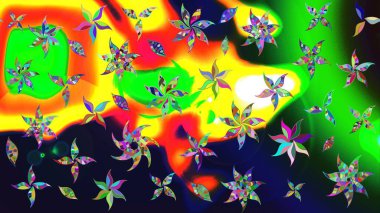 Doodle tarzı. Yeşil renkli çiçekler. Renkli yeşil çizim kalıbı. Tekstil ve kapak tasarımı için mükemmel. Elle çizilmiş sonbahar çiçeği deseni..