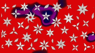 Çiçekler. Soyut etnik raster çizim kalıbı. Vadinin çiçekleri kırmızı renklerde.