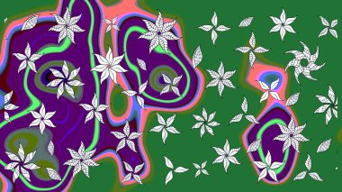 Parmak izi, kumaş, duvar kâğıdı, tekstil için raster dokusu. Nakış desenli çiçek deseni. Renkli grunge, yakut yeşil çiçeklerle soyut arkaplanı zenginleştirir.