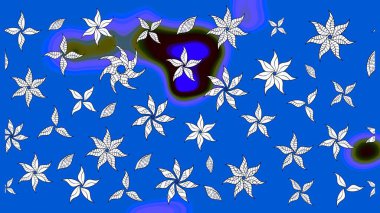 Suluboya çiçekli çiçek deseni. Raster illüstrasyonu. Mavi renkte güzel tekstil.