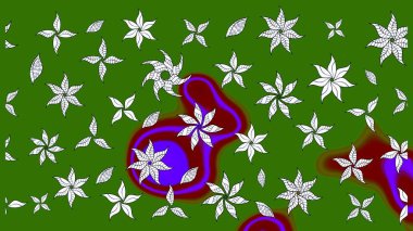 Yeşil renkli Asya tekstili. Suluboya çiçekli çiçek deseni. Raster illüstrasyonu.