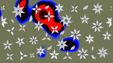 Çiçekli karalama şeklinde Raster çiçek deseni. Yumuşak, yeşil renkli yaz çiçekleri. Raster illüstrasyonu.