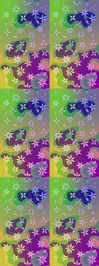 Raster. Yeşil renkte güzel çiçekler, suluboya desenli eskiz deseni, duvar kağıdı, kart veya kumaş için fayanslı..