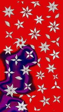 Renkli Yaz Temalı eskiz kalıbı. Düz Çiçek Elementleri Tasarımı. Kırmızı renkte çiçekler. Raster illüstrasyonunda çiçek deseni çizimi.