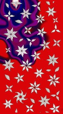 Çiçekli karalama şeklinde Raster çiçek deseni. Kırmızı renkte çiçekler. Nazik, narin çiçek arkaplanı.