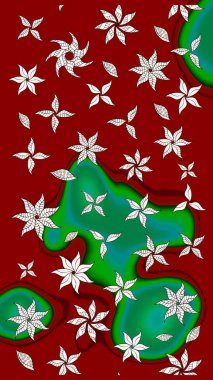 Düz Çiçek Elementleri Tasarımı. Raster illüstrasyonu. Kırmızı renkte zarif çiçek buketi suluboya. Renkli Bahar Teması çizim şablonu.