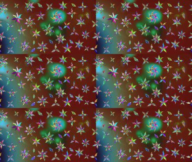 Raster illüstrasyonu. Kahverengi renklerde bahar çiçekleri. Yaprak ve çiçeklerin suluboya resmi, kahverengi renklerdeki çizim deseni.