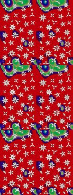 Süslü kumaş deseni. Düz Çiçek Elementleri Tasarımı. Raster illüstrasyonundaki çiçek desenli çizim. Renkli Bahar Teması çizim şablonu.