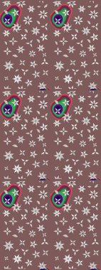 Raster - stok. Eskiz arkaplan modeli. Yapraklı çiçekler ve kahverengi renkli papatya çiçekleri..