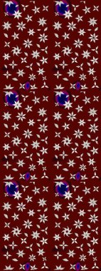 Şirin çiçekli, desenli, kırmızı renkli bir eskiz deseni. Tekstil için suluboya eskiz deseni. El çizimi çiçek çizimi deseni (fayans)).