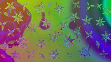 Yeşil renkli çiçekler. Elle boyanmış suluboya resim çizimi çiçekler ve bitkiler.