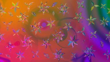 Raster Modaya uygun kumaş deseni. Kahverengi renkli şirin çiçek deseni. Renkli Bahar Teması eskiz kalıbı. Düz Çiçek Elementleri Tasarımı.