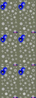 Çiçekli karalama şeklinde Raster çiçek deseni. Yeşil renkli çiçekler. Nazik, sevimli çiçek arkaplanı..