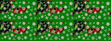 Raster. Düz Çiçek Elementleri Tasarımı. Renkli Bahar Teması çizim şablonu.