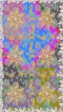 Gri renkli ve altın elementli klasik, pürüzsüz desen. Raster illüstrasyonu.